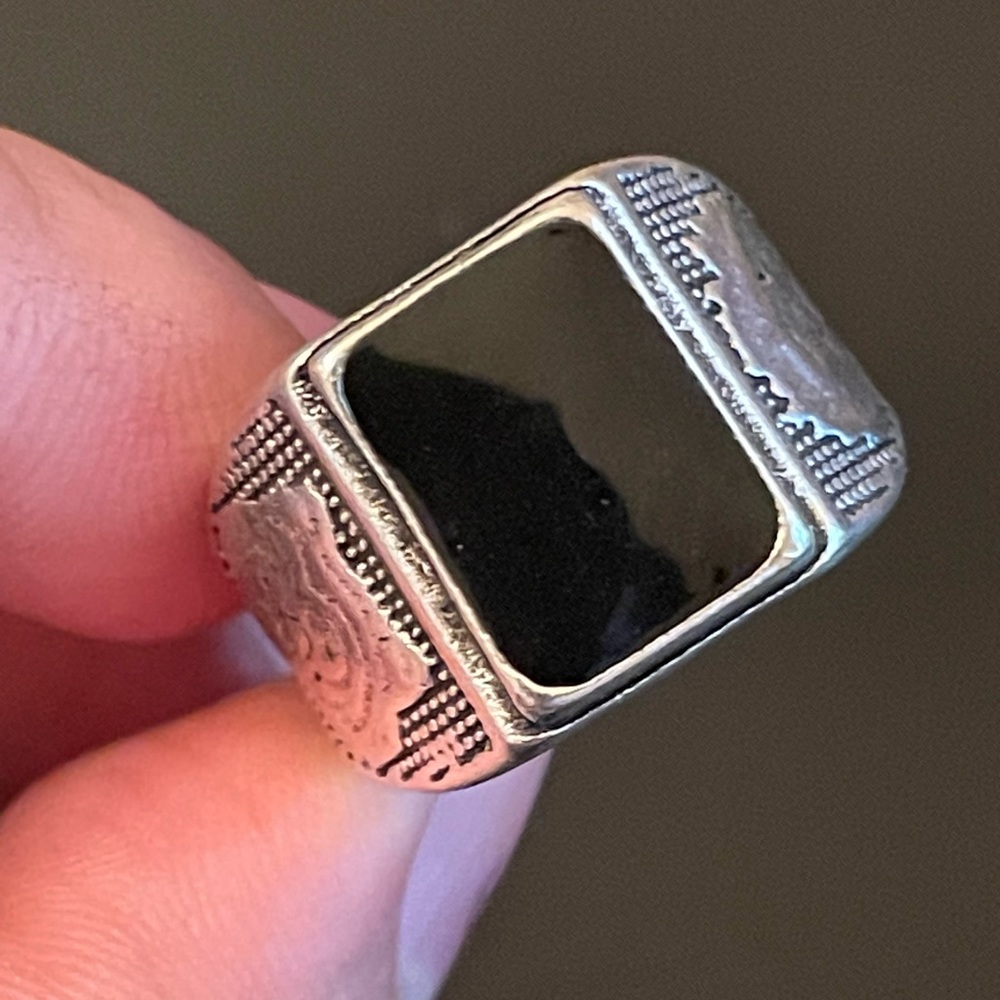 Black obsidian S925 stamped silver ring size 10 - Picture 8 of 8